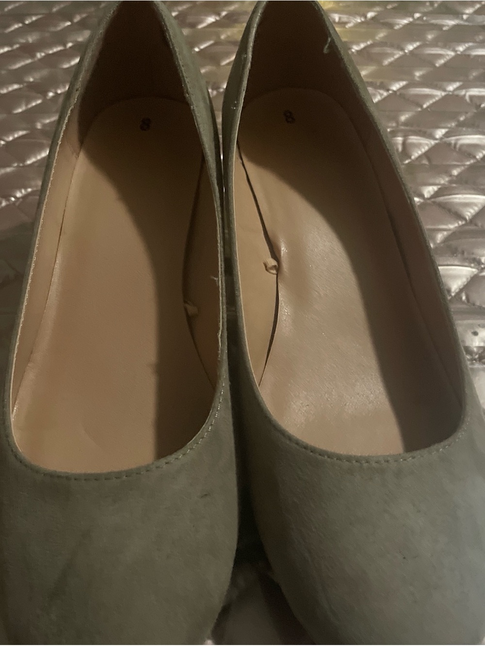 Classic Women's Olive Green Suede Ballet Flats